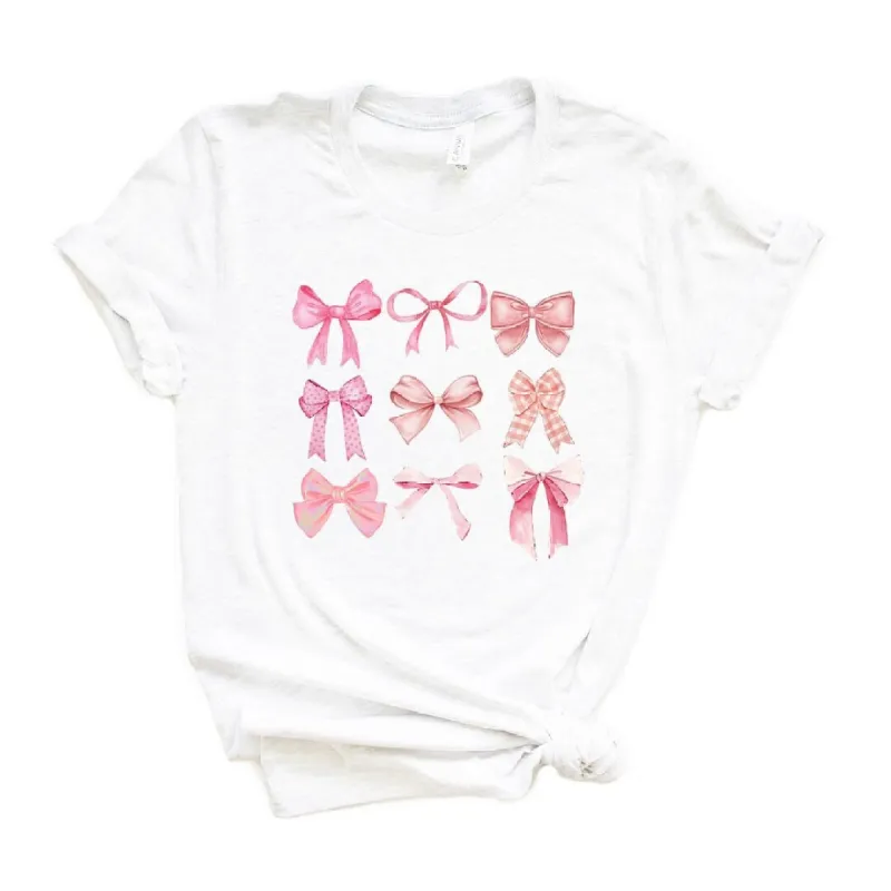 Coquette Pink Bow Chart Short Sleeve Crewnneck Tee sold by Zulily