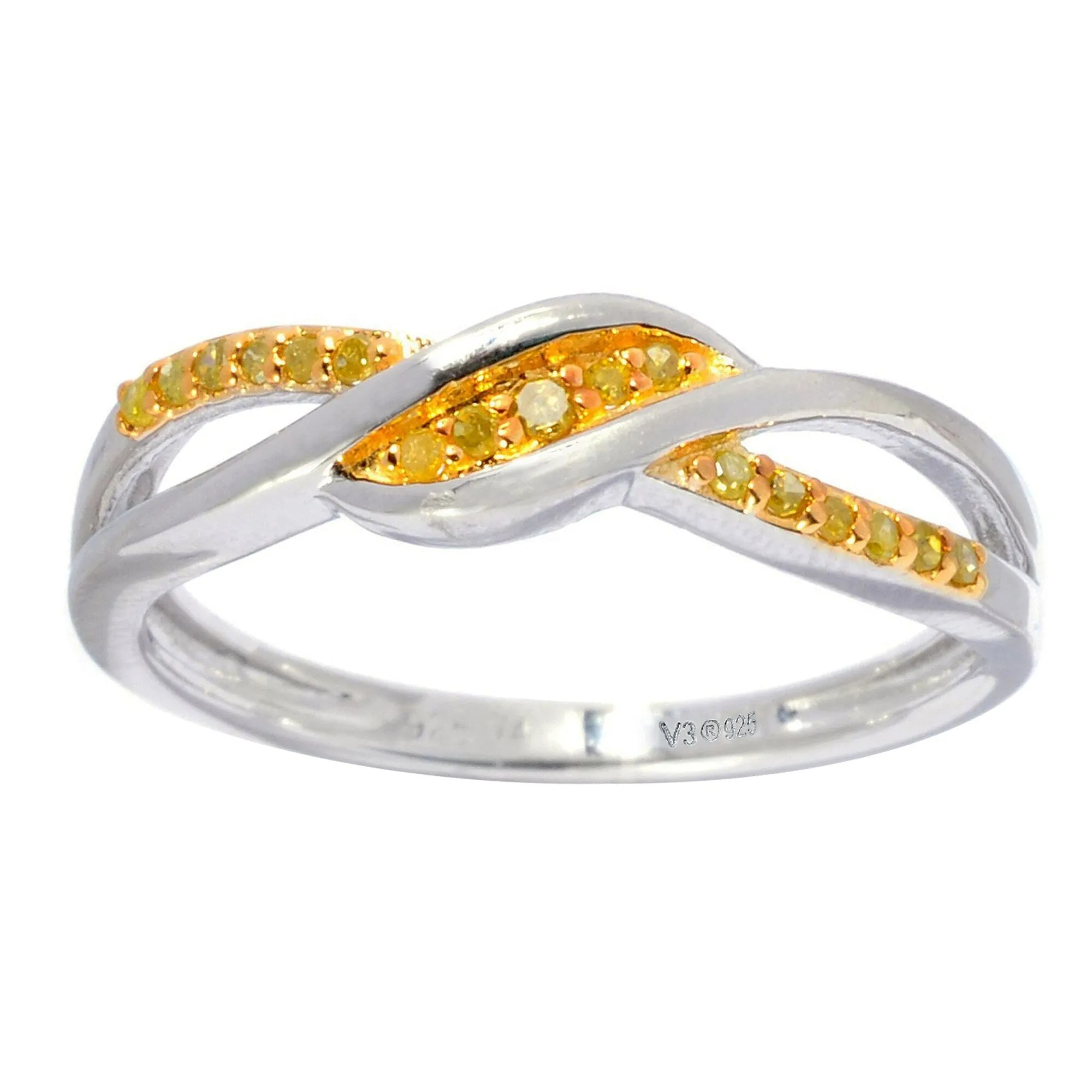 Sterling Silver 0.12 CTTW Genuine Yellow Diamond Crossover Ring sold by Zulily product image thumbnail 3