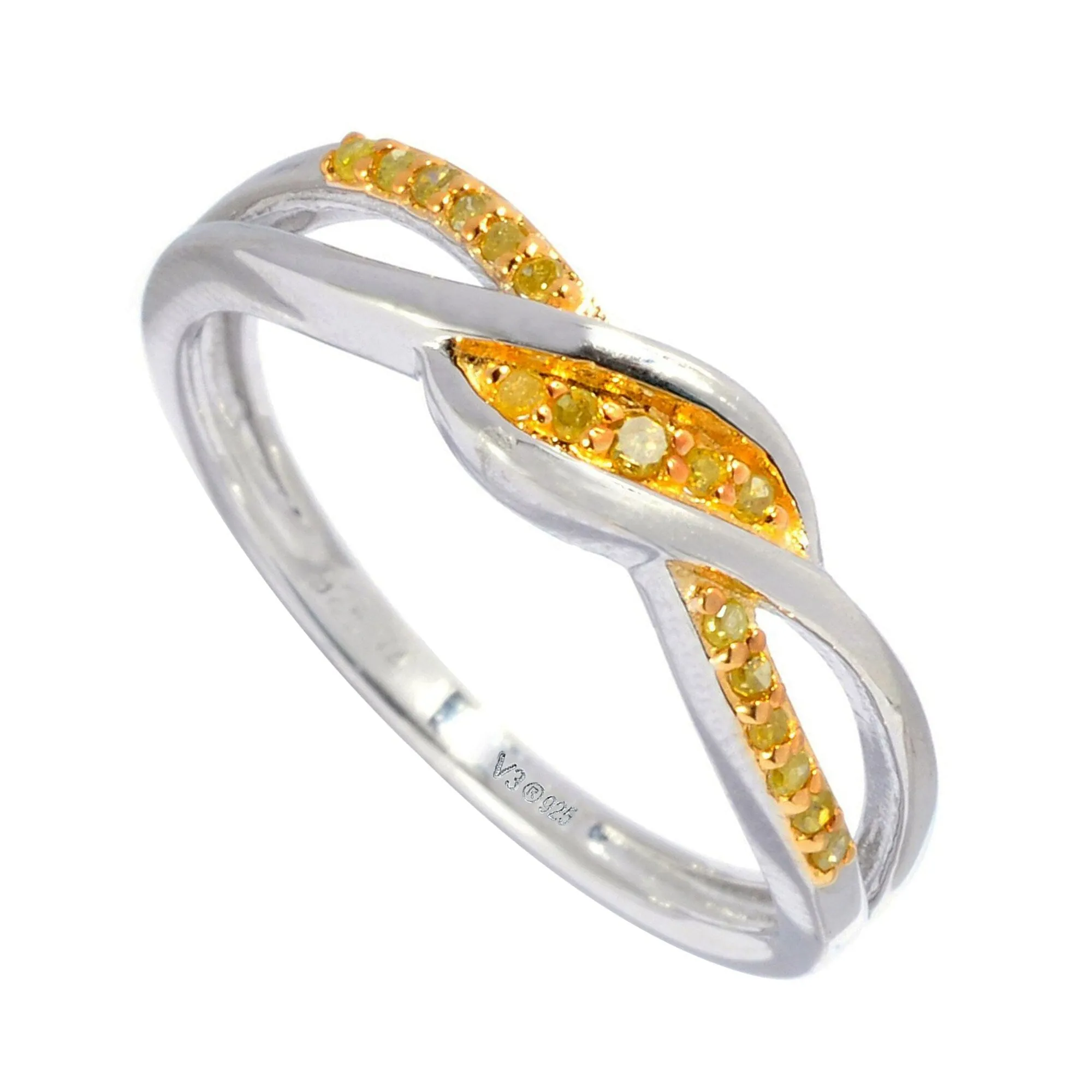 Sterling Silver 0.12 CTTW Genuine Yellow Diamond Crossover Ring sold by Zulily product image thumbnail 4