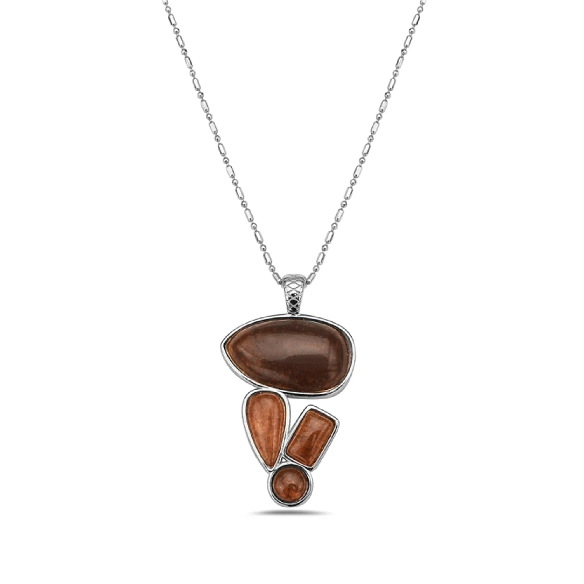 Sterling Brown Agate Multi-Shape Charm Necklace sold by Zulily product image thumbnail 2