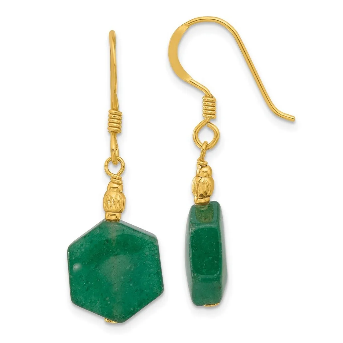 Curata 925 Sterling Silver Gold Plated Green Aventurine Dangle Earrings - 37x12mm sold by Zulily product image thumbnail 5
