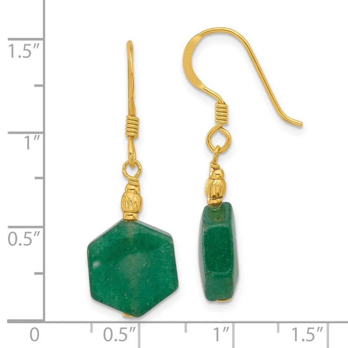 Curata 925 Sterling Silver Gold Plated Green Aventurine Dangle Earrings - 37x12mm sold by Zulily