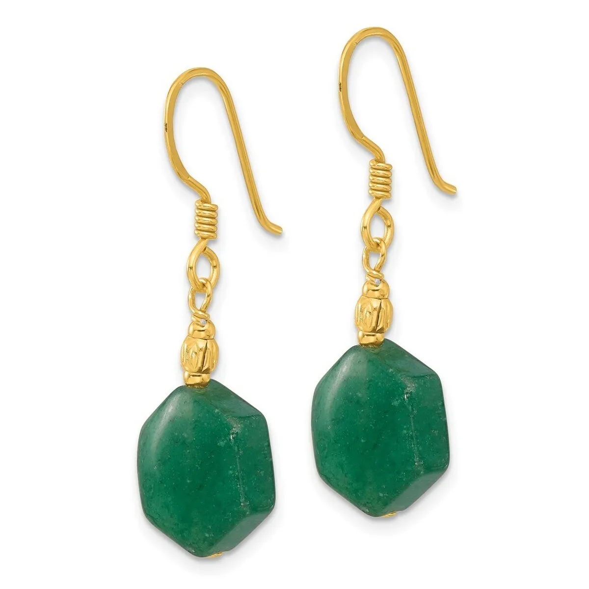 Curata 925 Sterling Silver Gold Plated Green Aventurine Dangle Earrings - 37x12mm sold by Zulily product image thumbnail 2
