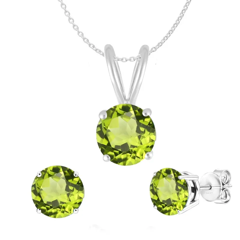 Set of Sterling Silver Pendant and Earring in Natural Peridot with 18" Chain sold by Zulily
