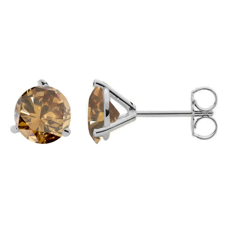 Sterling Silver 0.35ct Natural Champagne Diamond Stud Earrings sold by Zulily