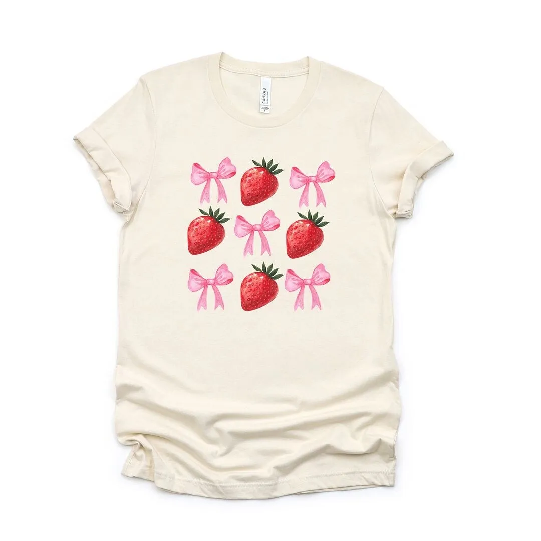 Strawberry Coquette Bow Chart Short Sleeve Crewnneck Tee sold by Zulily product image thumbnail 3