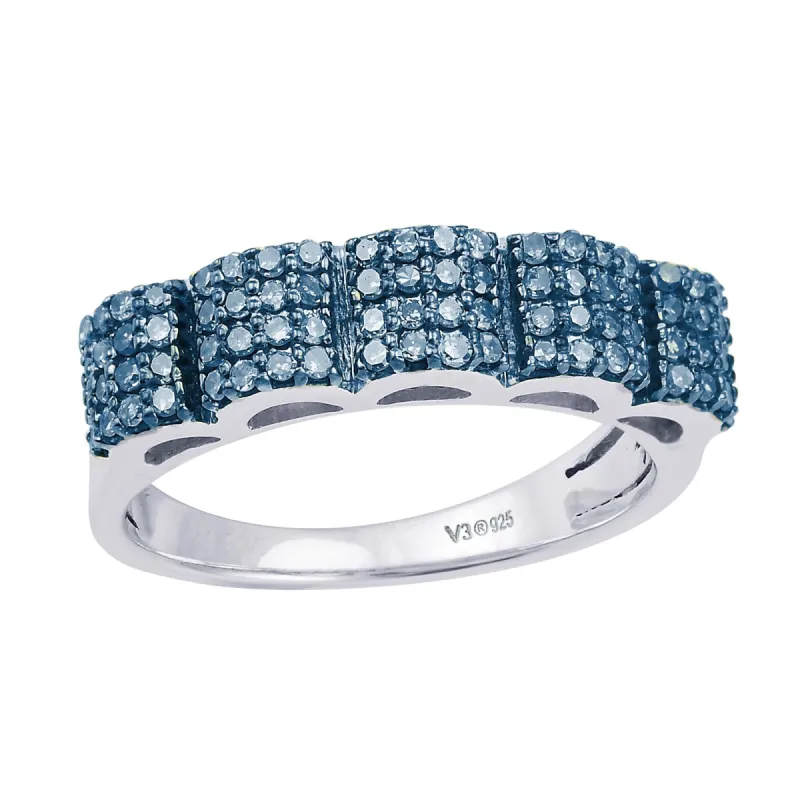 Sterling Silver with 1/2 CTTW Natural Blue Diamond Wide Band Ring sold by Zulily