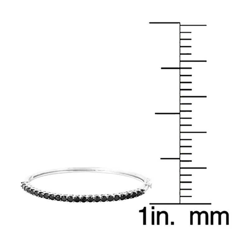 Sterling Silver with Natural Black Spinel Bangle Bracelet- 8" sold by Zulily