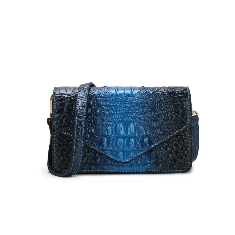 Mkfcollection Vanta CrocEmbossed Saddle Bag Vegan Leather Designer Handbag sold by Zulily