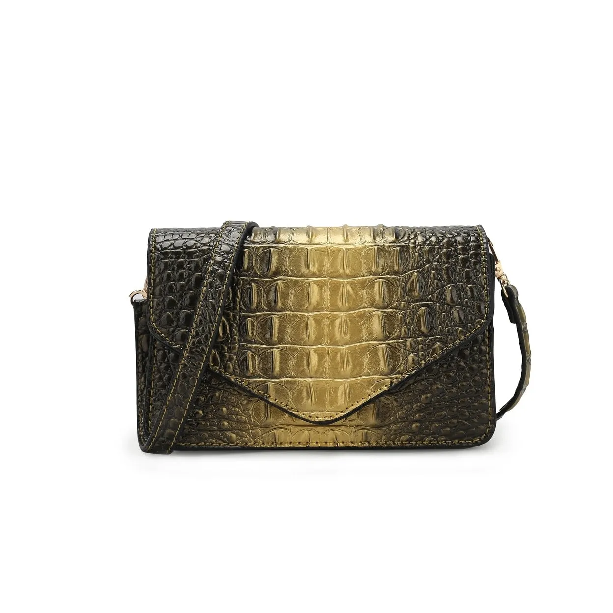 Mkfcollection Vanta CrocEmbossed Saddle Bag Vegan Leather Designer Handbag sold by Zulily product image thumbnail 3