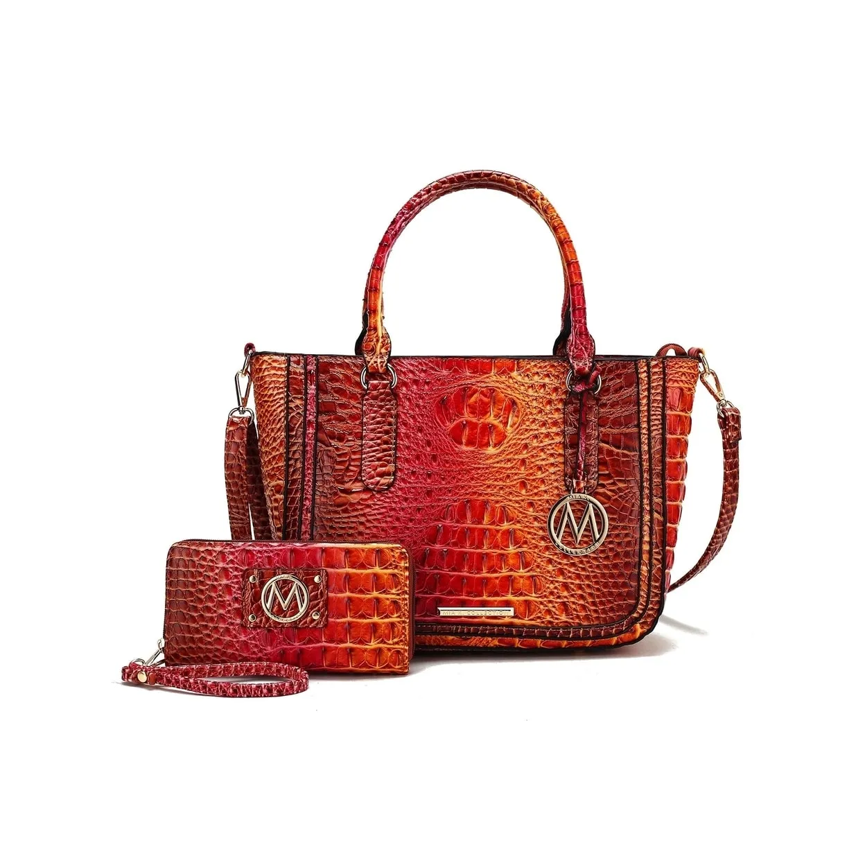 Mkfcollection Bonnie Gradient Croc Shoulder Bag And Set Vegan Leather Designer sold by Zulily product image thumbnail 3