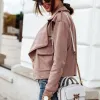 Dark Pink Wide-Lapel Crop Jacket sold by Zulily