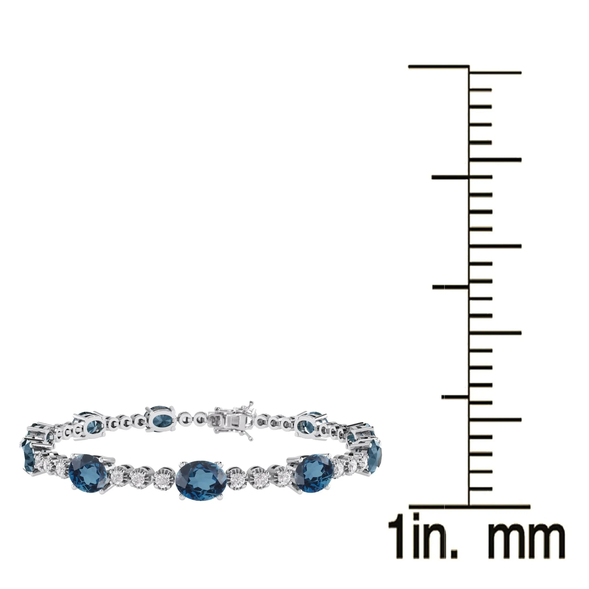 Sterling Silver with Natural London Blue Topaz and White Topaz Tennis Bracelet-7.25" sold by Zulily product image thumbnail 2