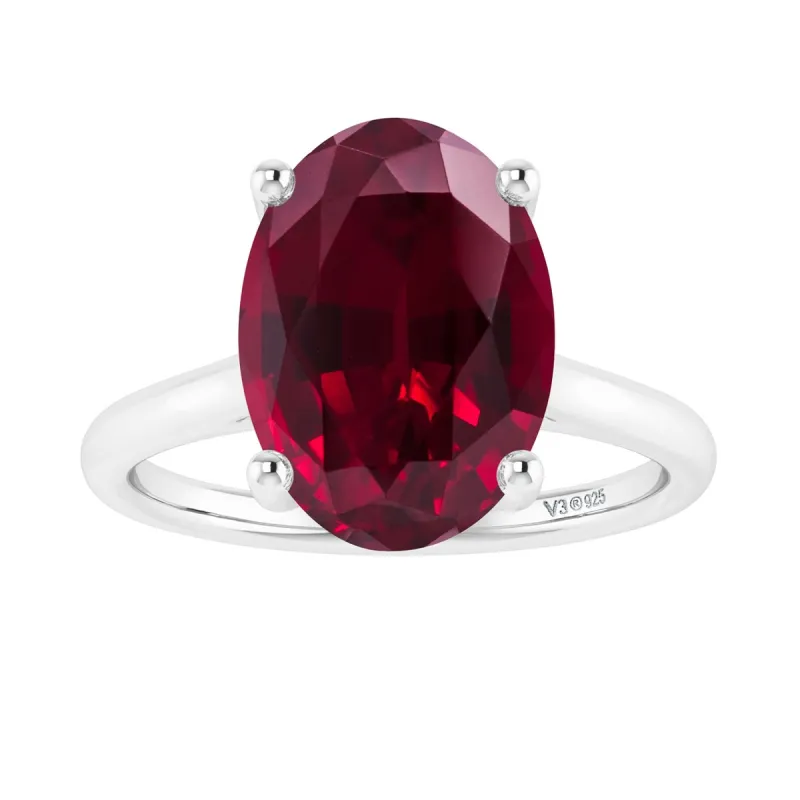 Sterling Silver Oval Shape 3.0cttw Ruby Solitaire Ring sold by Zulily