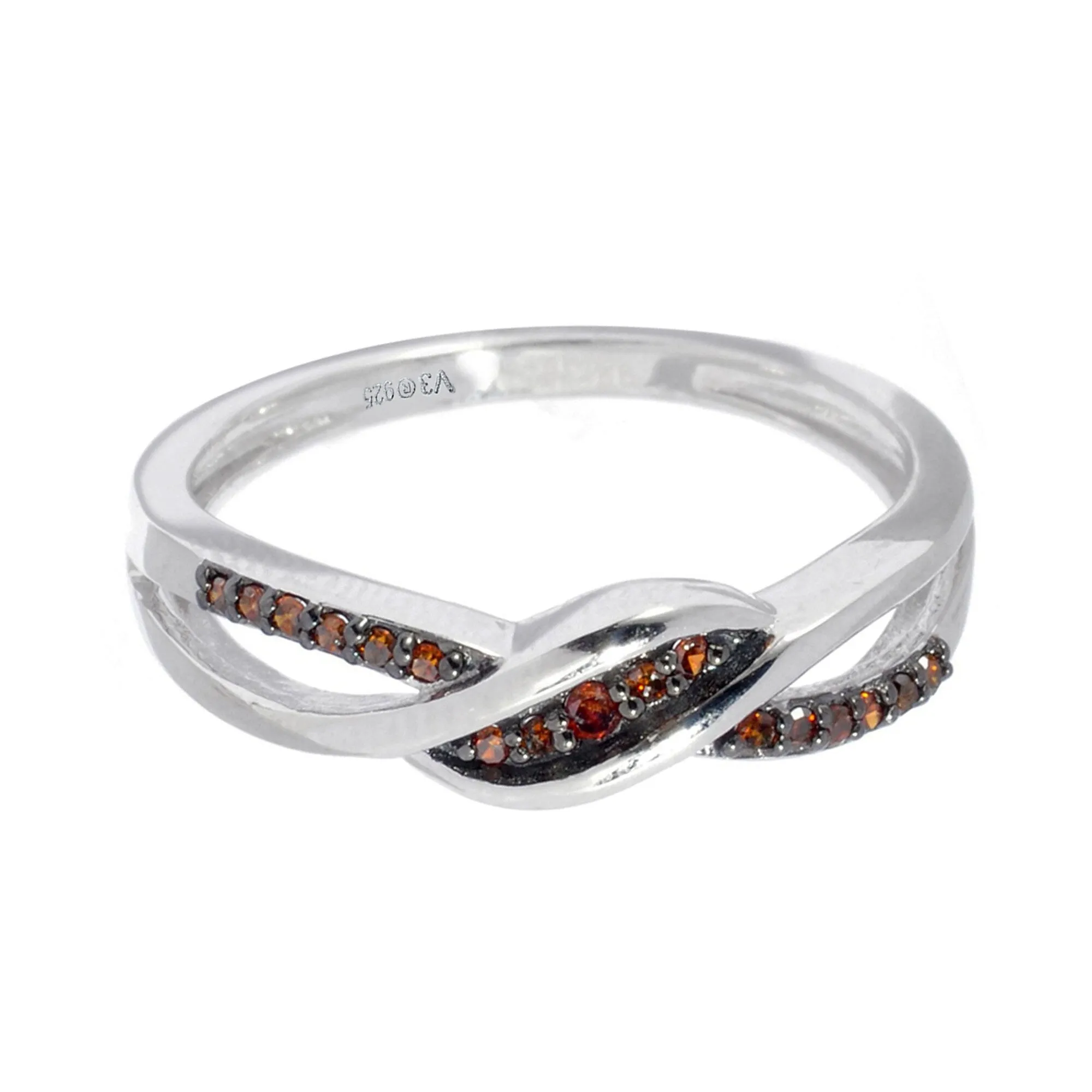 Sterling Silver 0.12 CTTW Natural Red Diamond Crossover Ring sold by Zulily product image thumbnail 5