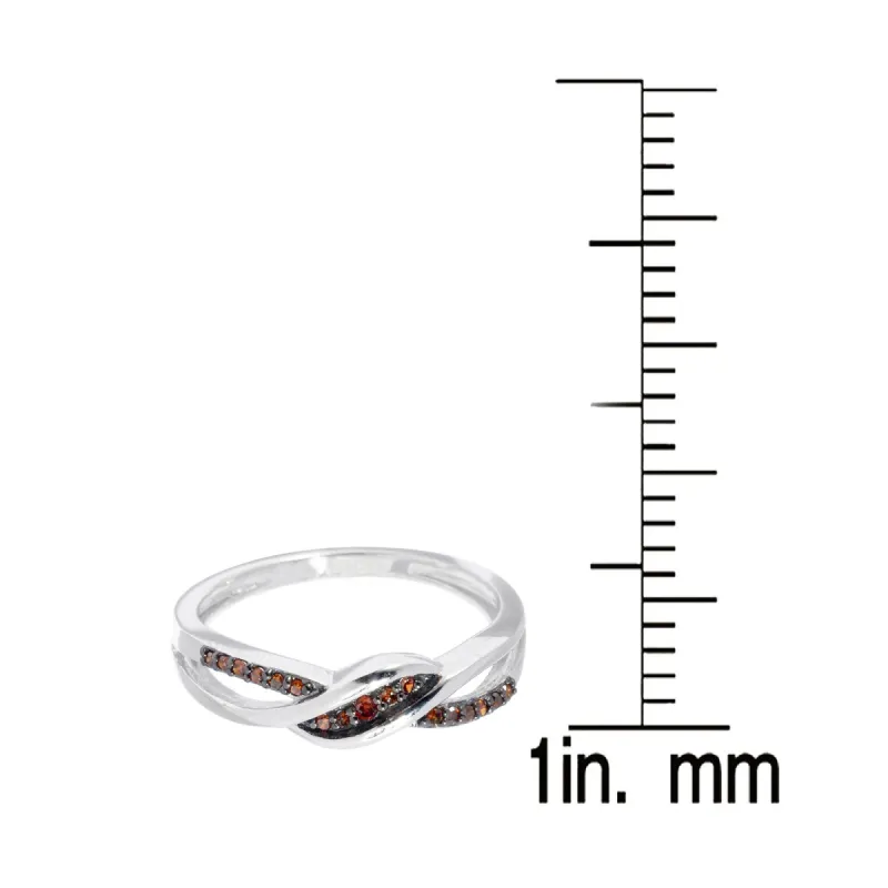 Sterling Silver 0.12 CTTW Natural Red Diamond Crossover Ring sold by Zulily