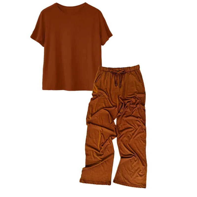 Cinnamon Women's Modal/Cotton Boxy Tee & PJ Pants Set sold by Zulily
