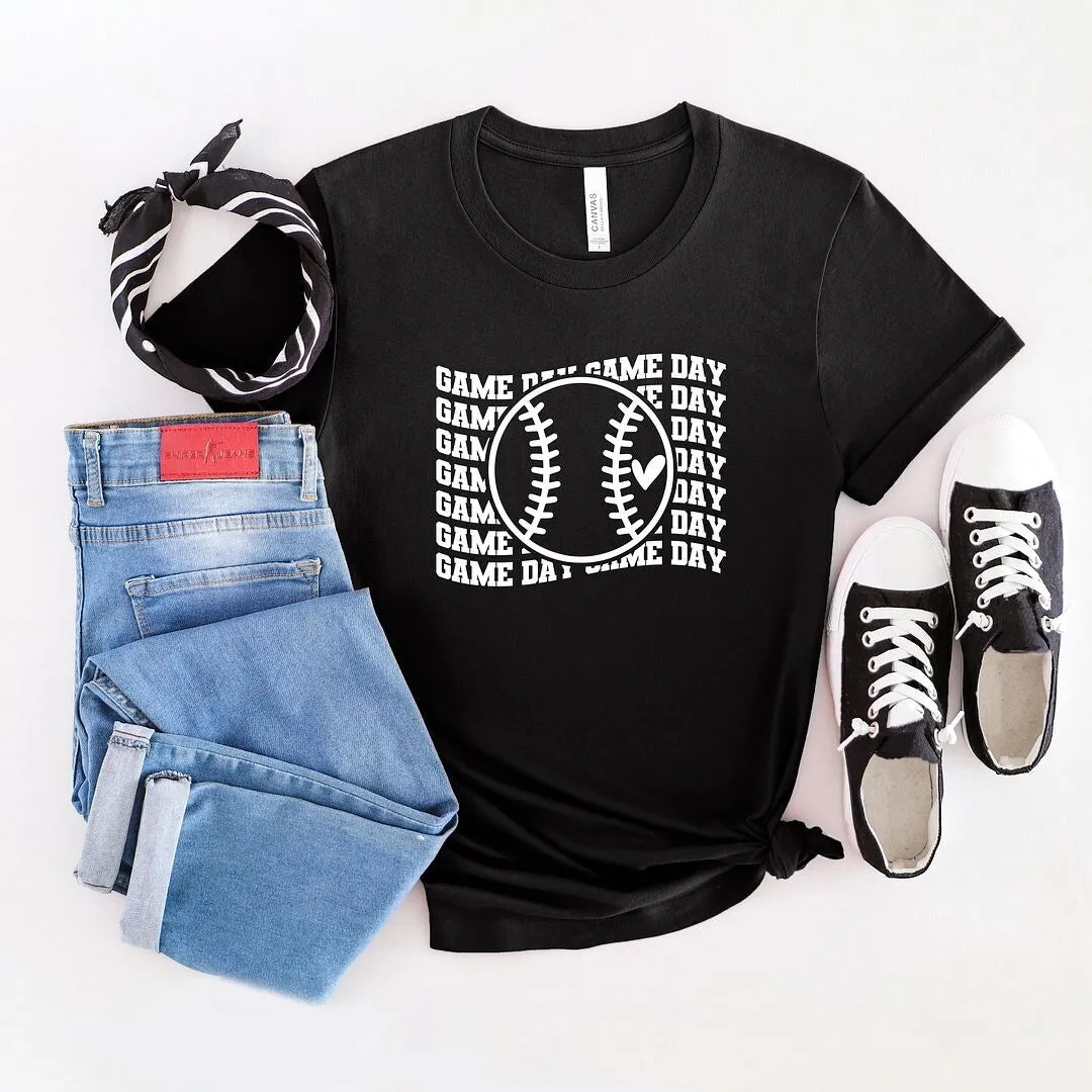 Baseball Game Day Stacked Short Sleeve Crewnneck Tee sold by Zulily