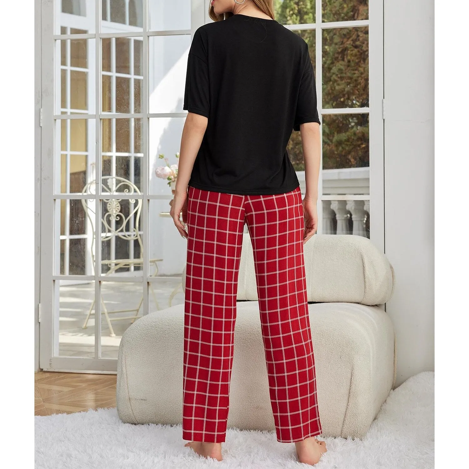 Black & Red Plaid Loungewear Set sold by Zulily product image thumbnail 4