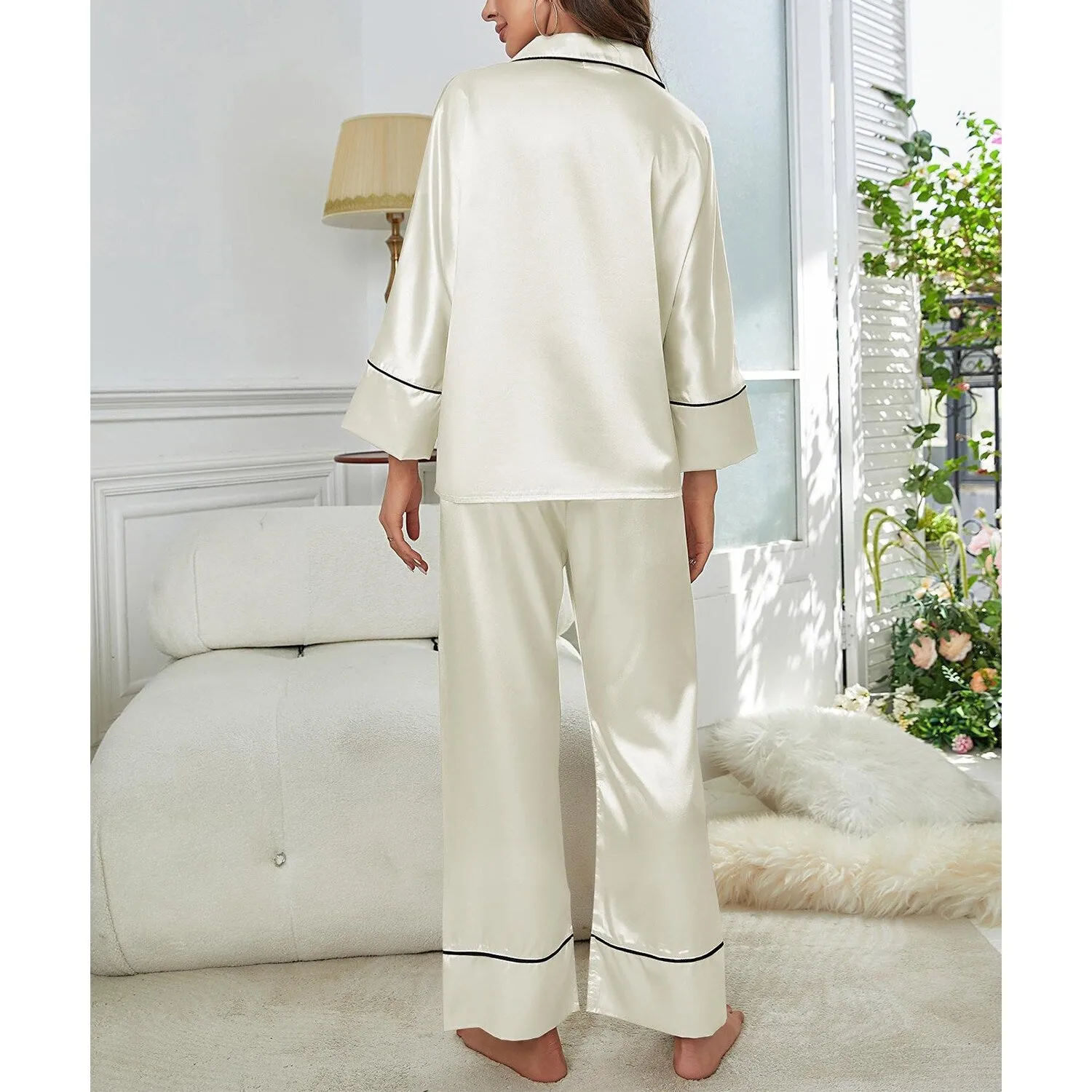 White Long-Sleeve Loungewear Set sold by Zulily