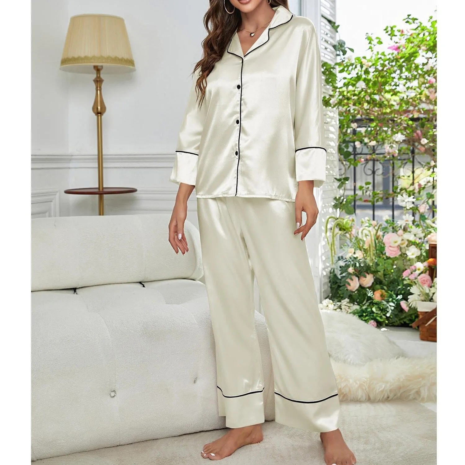 White Long-Sleeve Loungewear Set sold by Zulily product image thumbnail 2