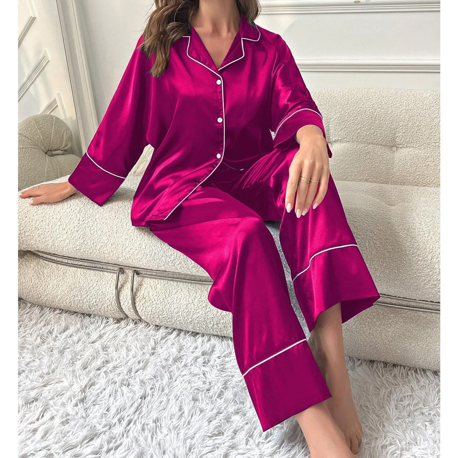 Fuchsia Long-Sleeve Loungewear Set sold by Zulily product image thumbnail 2