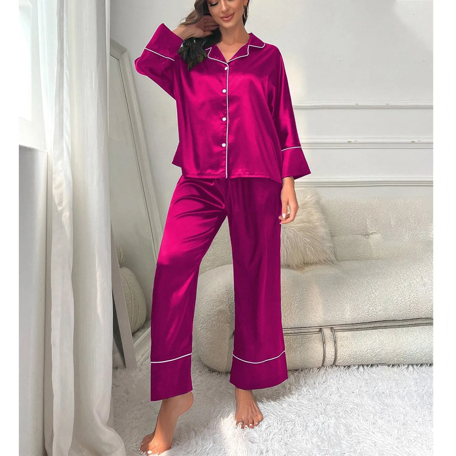 Fuchsia Long-Sleeve Loungewear Set sold by Zulily product image thumbnail 4