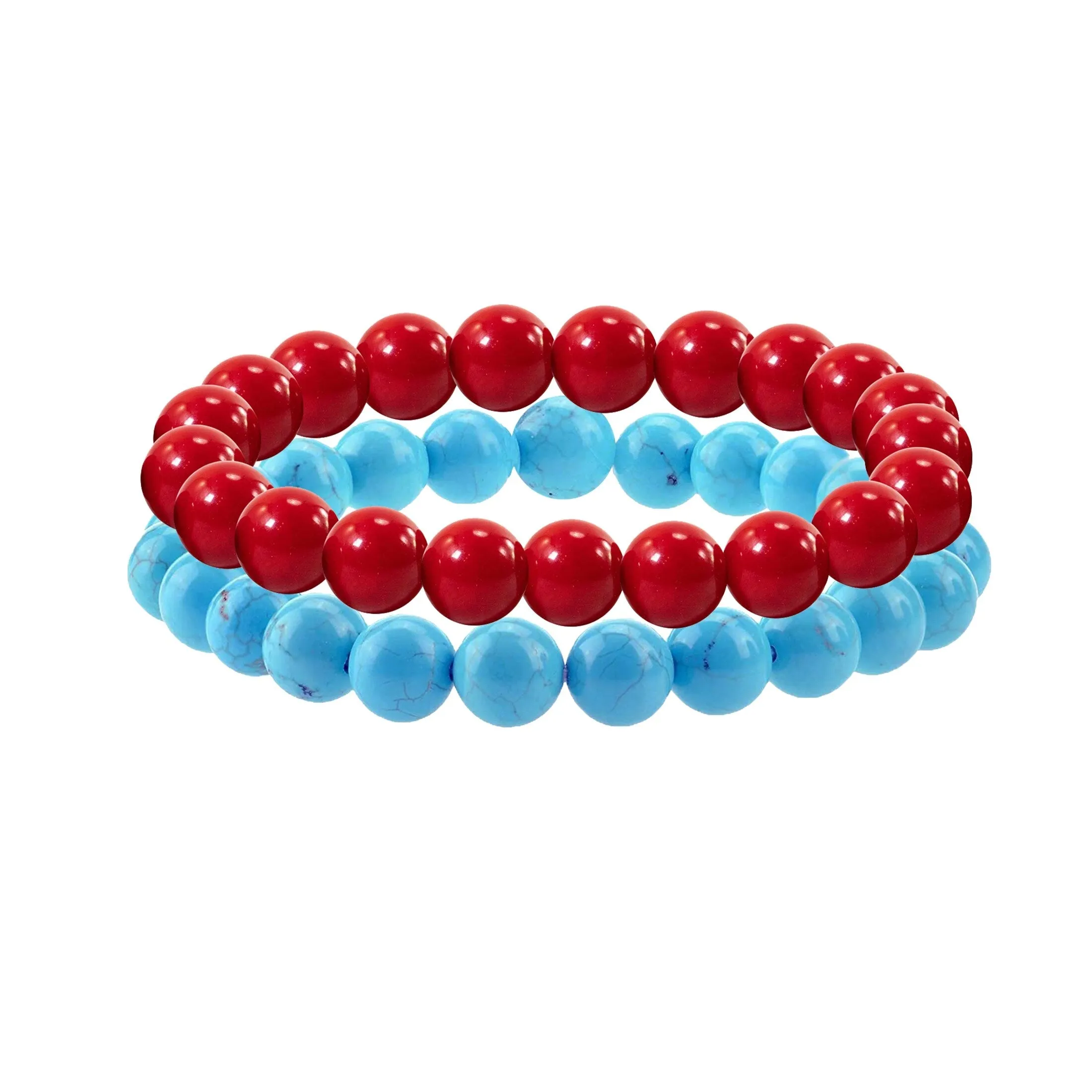 Set of Two Turquoise and Coral Bead Stretch Bracelet sold by Zulily product image thumbnail 5