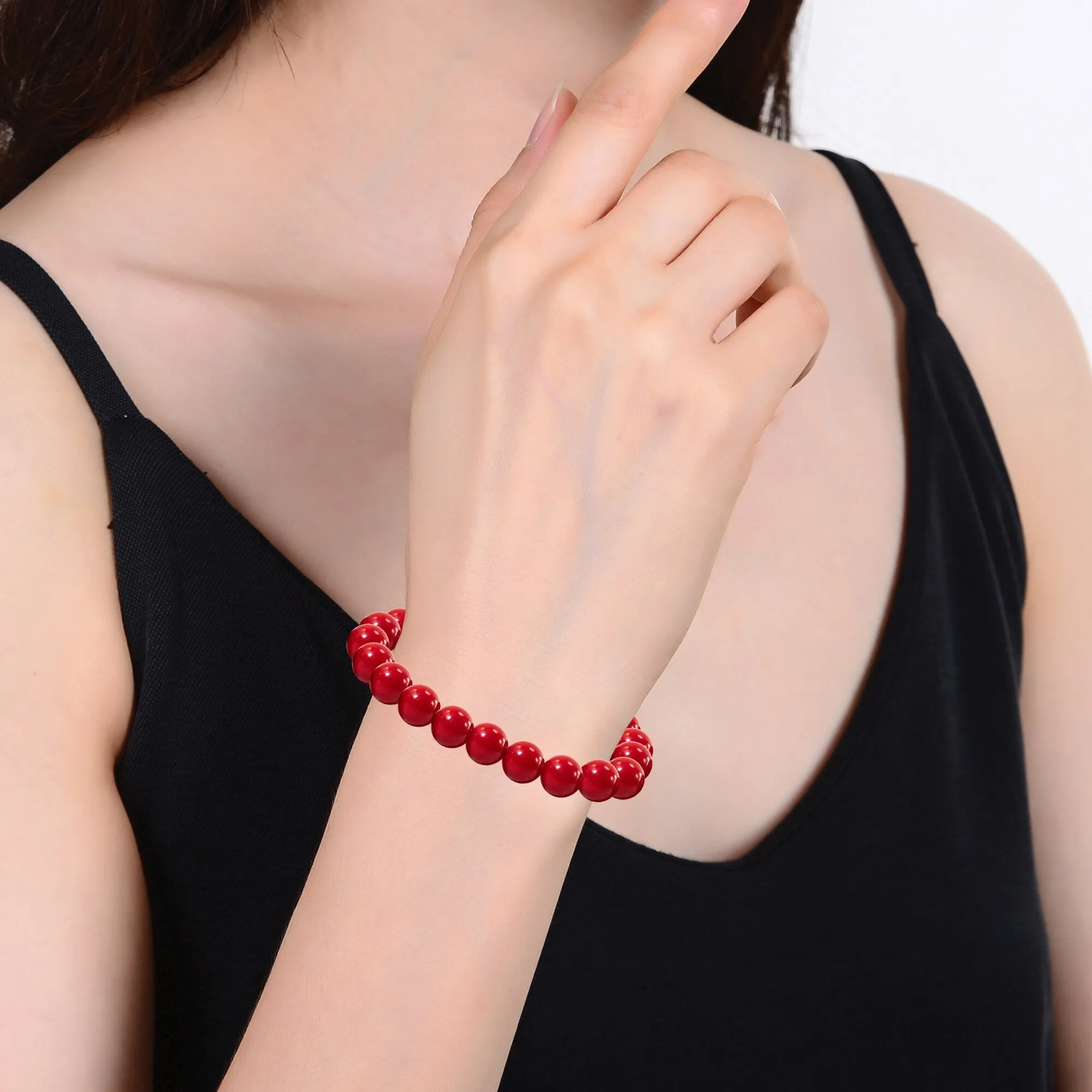 Set of Two Turquoise and Coral Bead Stretch Bracelet sold by Zulily product image thumbnail 4