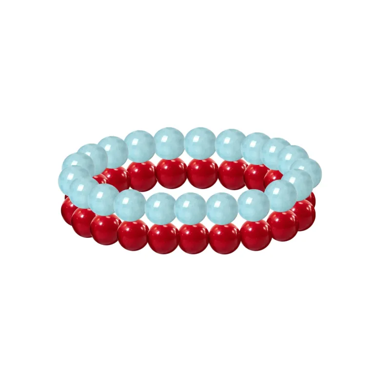 Set of Two Aquamarine and Coral Bead Stretch Bracelet sold by Zulily