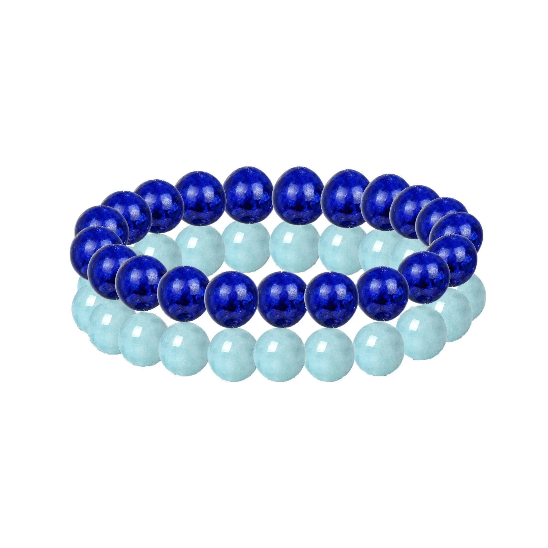 Set of Two Aquamarine and Lapis Bead Stretch Bracelet sold by Zulily product image thumbnail 5