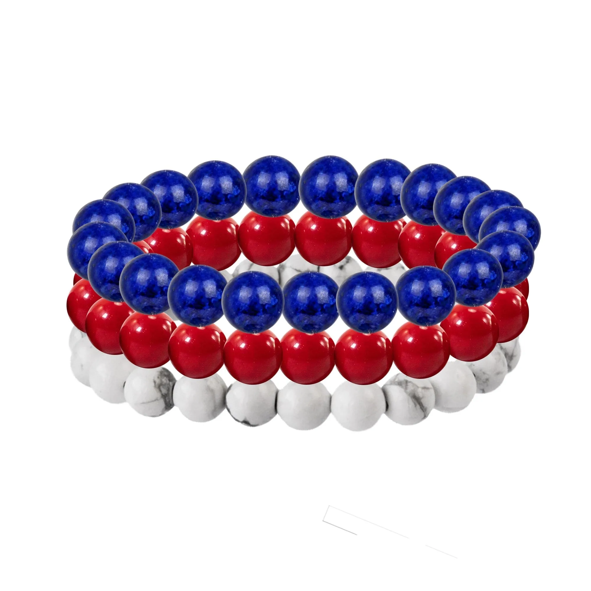 Set of Three Lapis, Howlite and Coral Bead Stretch Bracelet sold by Zulily