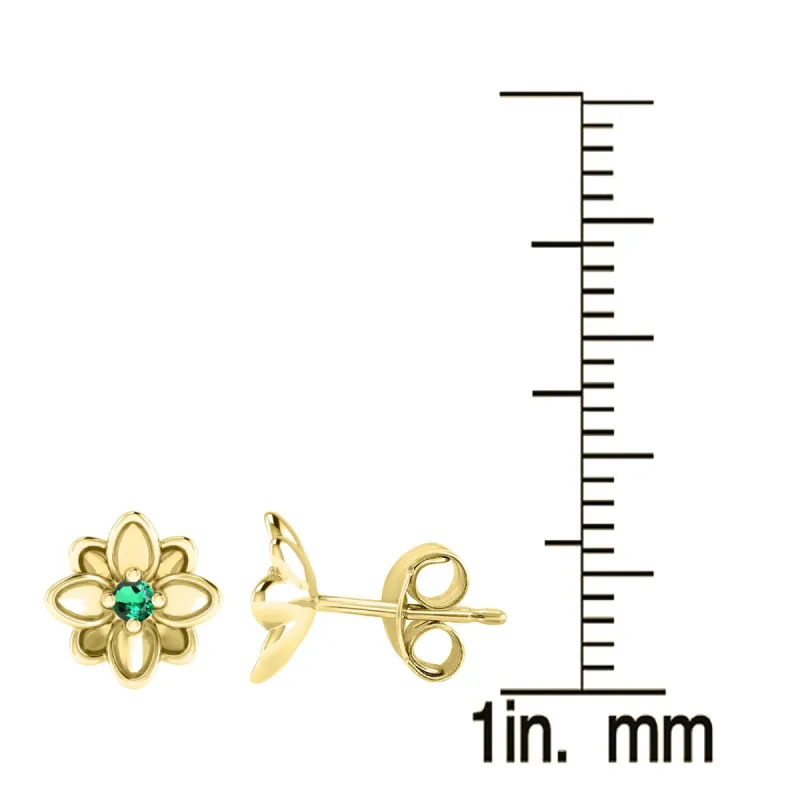 Gold Over Sterling Silver with Emerald Flower Earring sold by Zulily