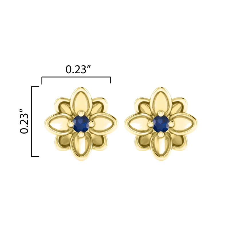 Gold Over Sterling Silver with Blue Sapphire Flower Earrings sold by Zulily