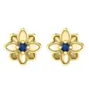 Gold Over Sterling Silver with Blue Sapphire Flower Earrings sold by Zulily