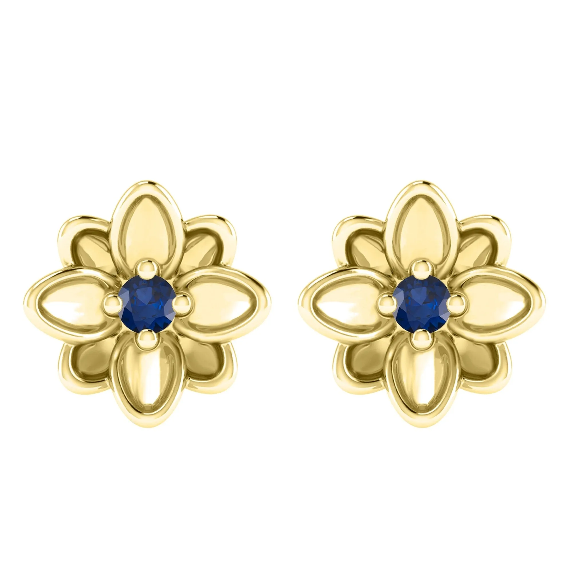 Gold Over Sterling Silver with Blue Sapphire Flower Earrings sold by Zulily product image thumbnail 3
