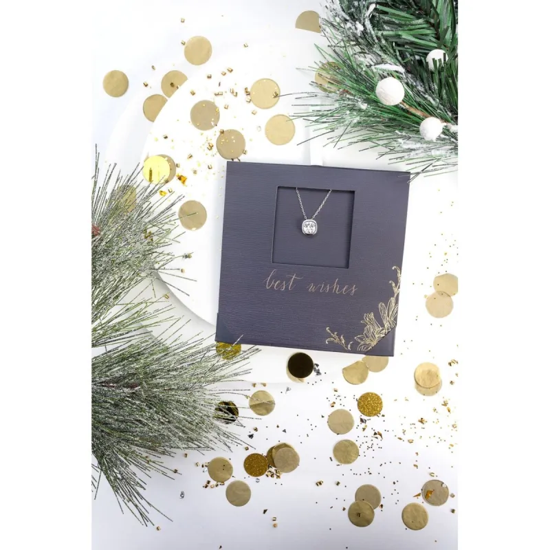 Solitaire Pendant Necklace With Swarovski Crystals On Holiday Card sold by Zulily