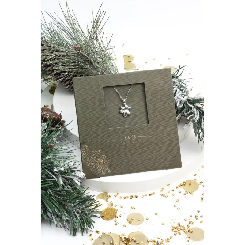 Paw Pendant Necklace With Swarovski Crystals On Holiday Card sold by Zulily