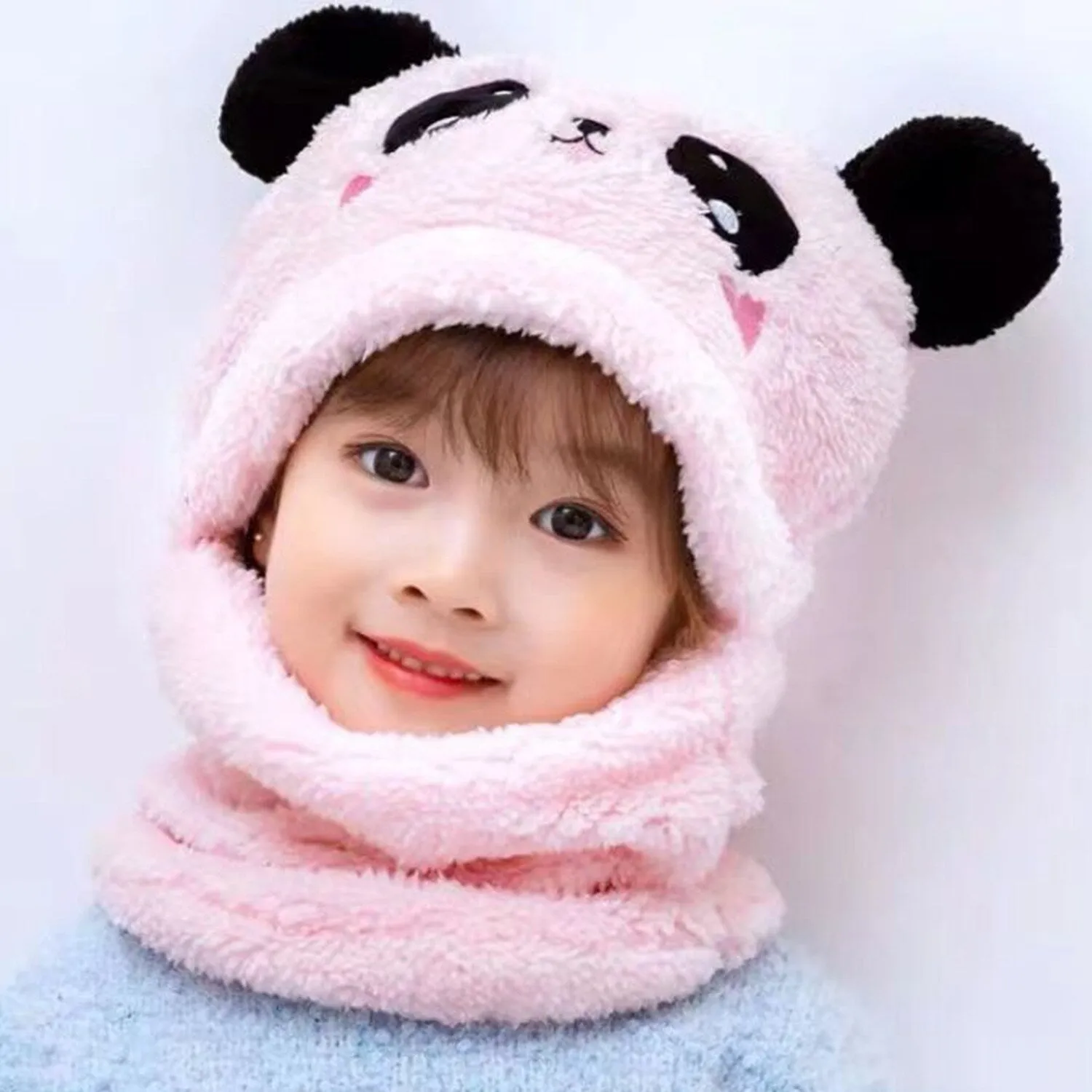 Pink Panda Plush Scarf Integrated Neck Hat sold by Zulily product image thumbnail 3