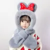Grey Bow Plush Scarf Integrated Neck Hat sold by Zulily