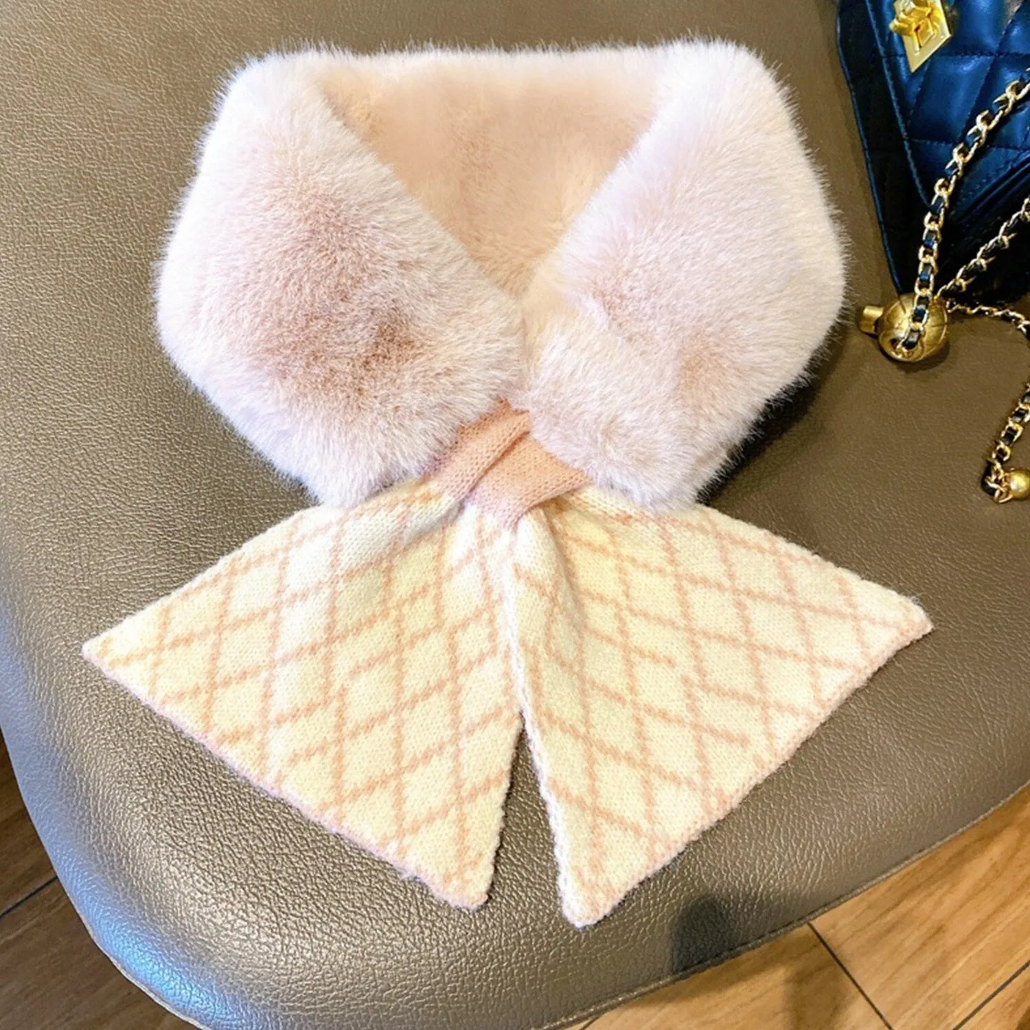 Pink Geometric Plush Cross Scarf sold by Zulily product image thumbnail 3