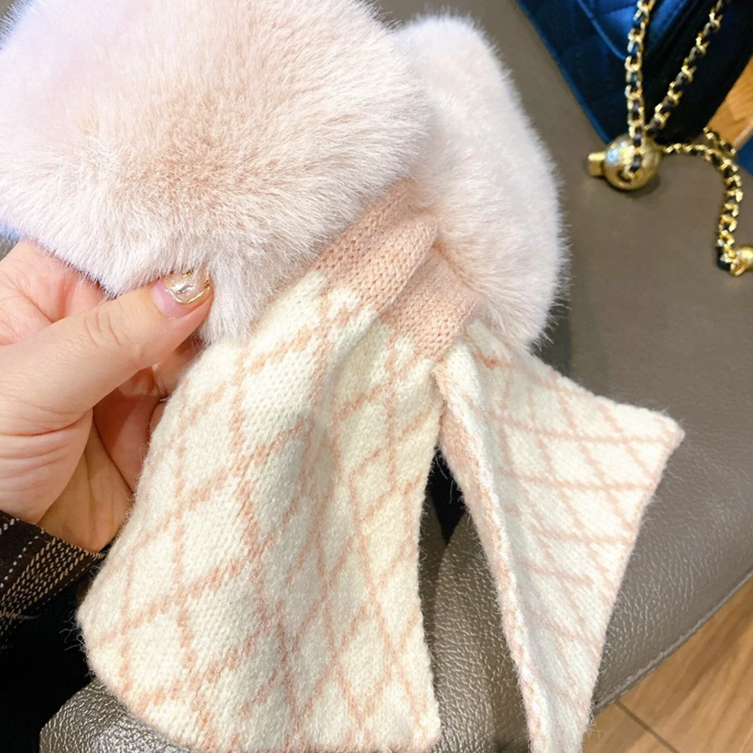 Pink Geometric Plush Cross Scarf sold by Zulily product image thumbnail 2