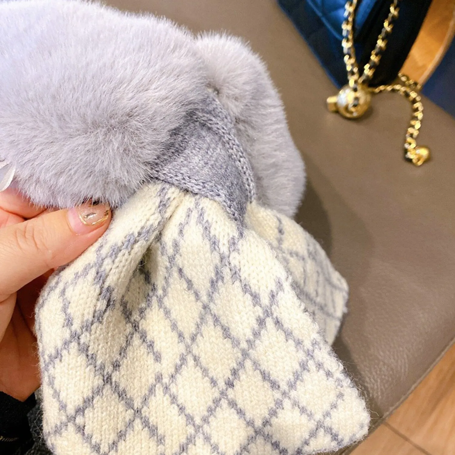 Grey Geometric Plush Cross Scarf sold by Zulily product image thumbnail 2