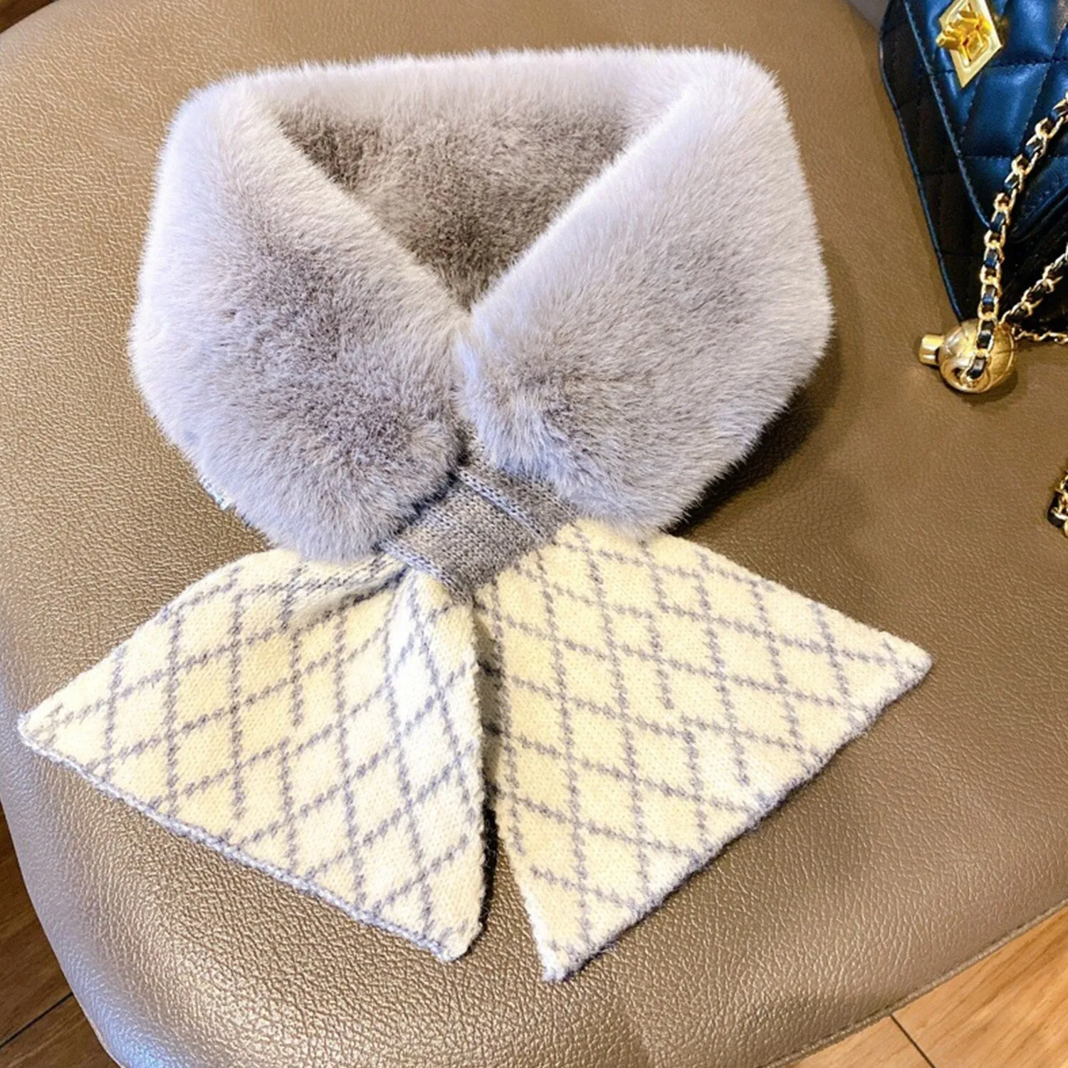 Grey Geometric Plush Cross Scarf sold by Zulily product image thumbnail 3