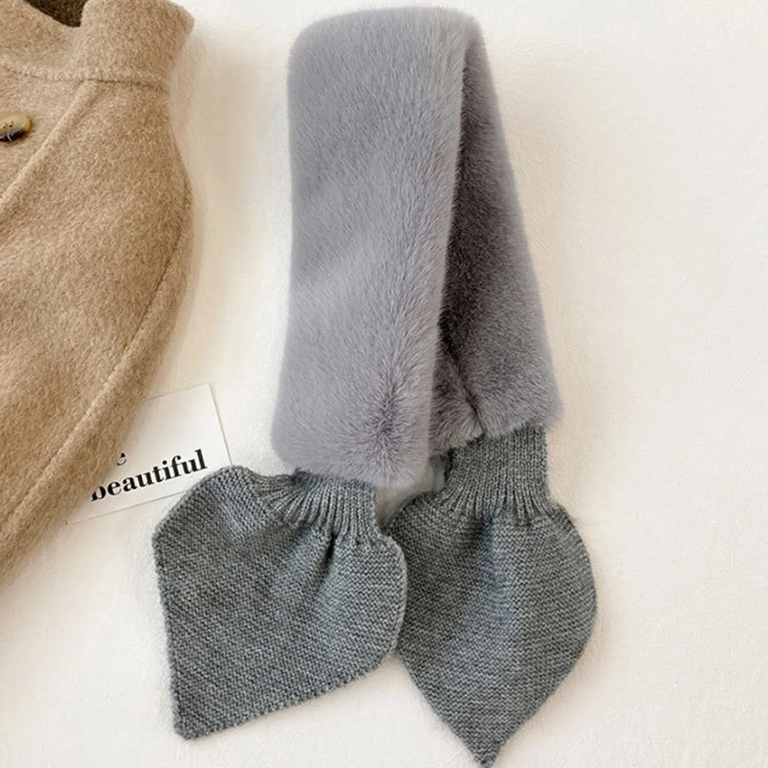 Grey Plush Cross Scarf sold by Zulily product image thumbnail 2
