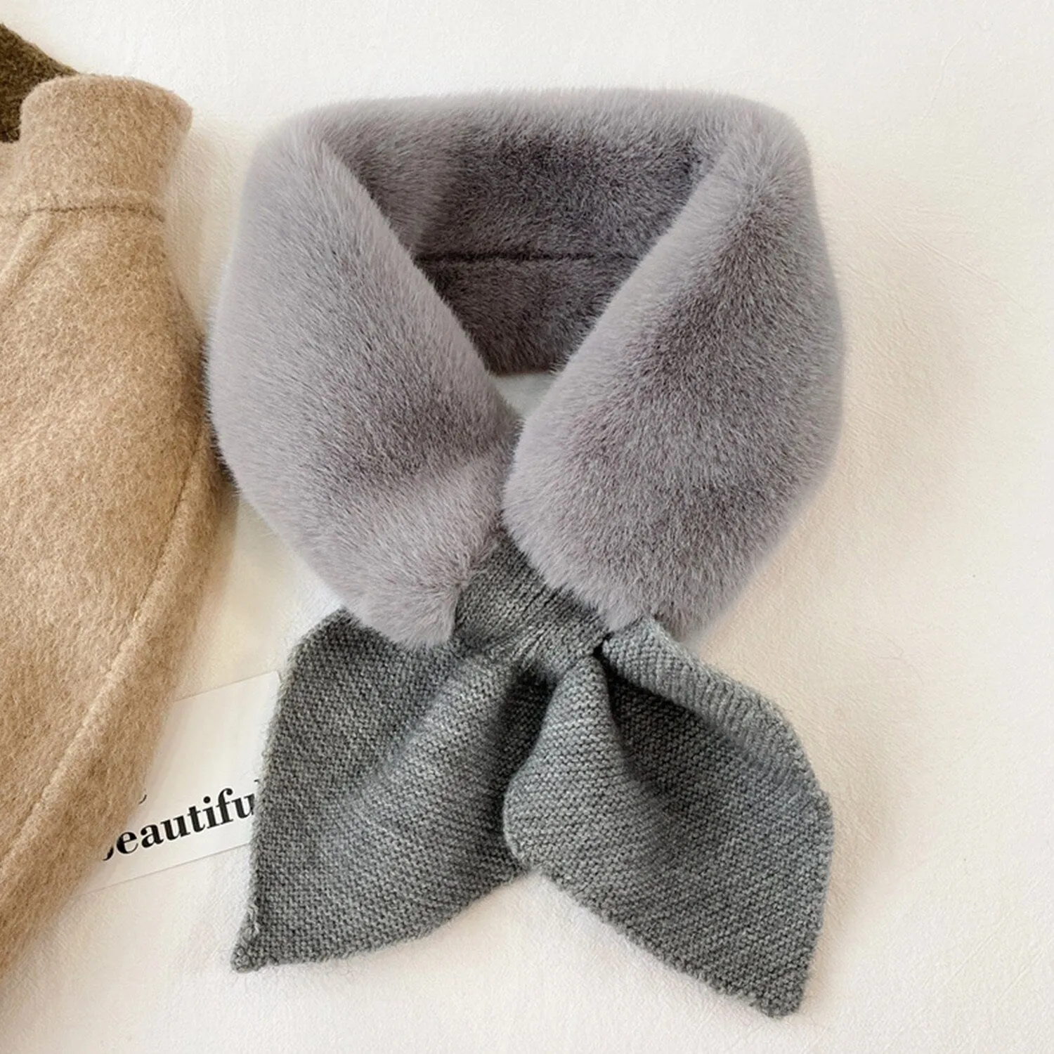 Grey Plush Cross Scarf sold by Zulily product image thumbnail 3