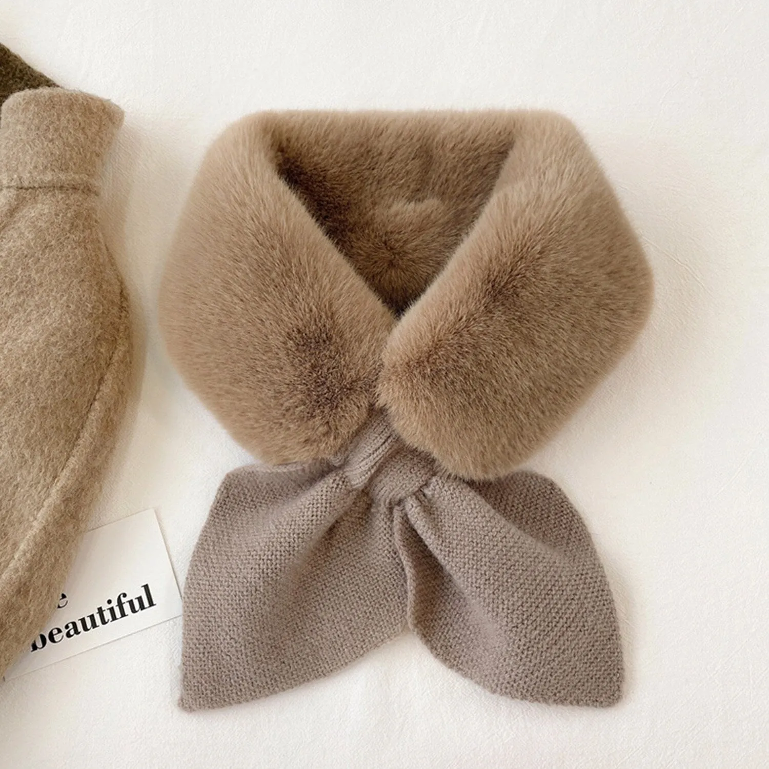 Brown Plush Cross Scarf sold by Zulily product image thumbnail 3