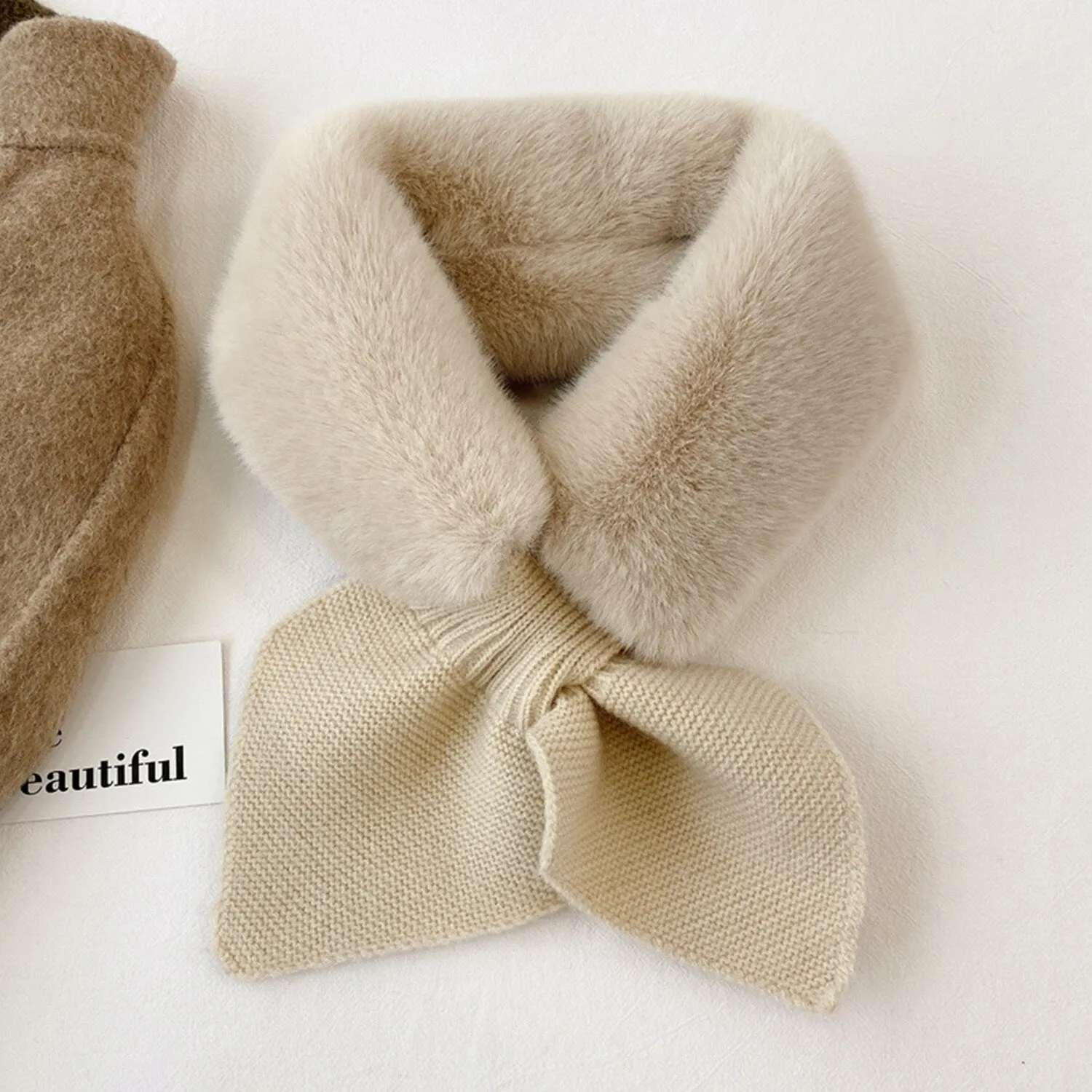 Khaki Plush Cross Scarf sold by Zulily product image thumbnail 2