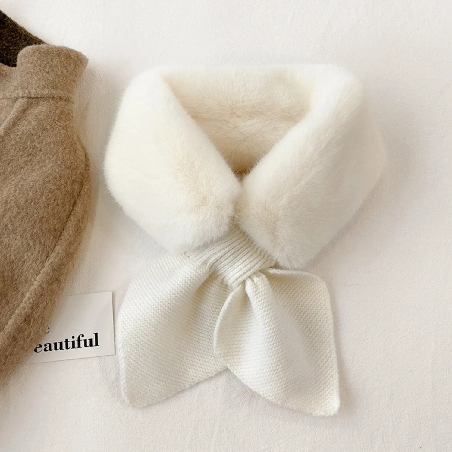 White Plush Cross Scarf sold by Zulily product image thumbnail 2