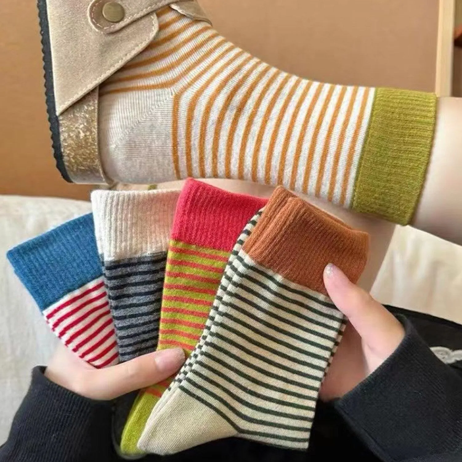 Multi Color Five-Piece Striped Socks Set sold by Zulily product image thumbnail 2